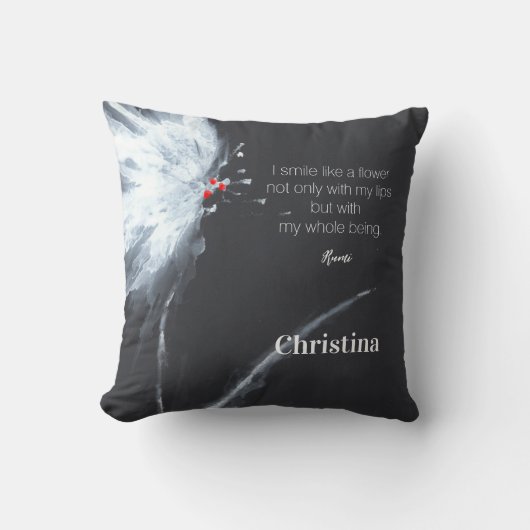 ミニマルフローラ白黒名装飾用クッション クッション (正面)