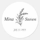ミニマルフローラ白黒結婚の ラウンドシール (正面)