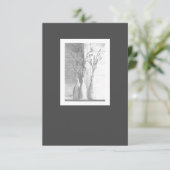 ミニマルフローラ白黒鉛筆スケッチ サンキューカード (スタンド正面)