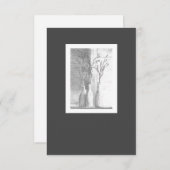 ミニマルフローラ白黒鉛筆スケッチ サンキューカード (正面/裏面)