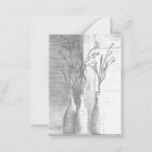 ミニマルフローラ白黒鉛筆スケッチ ノートカード (裏面)