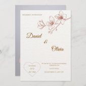 ミニマルフローラ結婚式招待状カード 招待状 (正面/裏面)