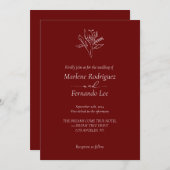 ミニマルフローラ結婚式招待状 招待状 (正面/裏面)