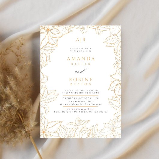 ミニマルフローラ結婚式招待状 招待状