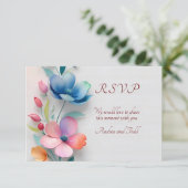 ミニマルフローラ結婚式RSVPカード 出欠カード (スタンド正面)