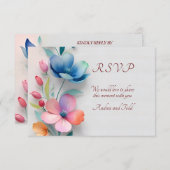 ミニマルフローラ結婚式RSVPカード 出欠カード (正面/裏面)