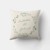 ミニマルフローラ緑リース パーソナライズされた クッション (裏面)