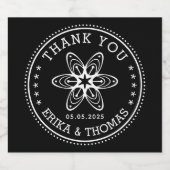 ミニマルフローラ色ありカスタムと有難う スパークリングワインラベル (シングルラベル)