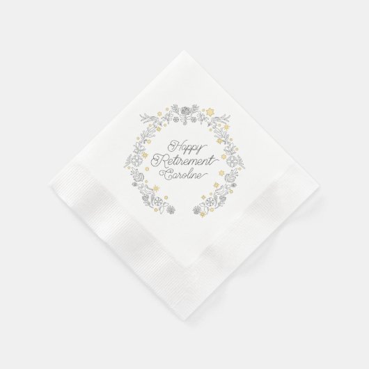 ミニマルフローラ装飾 縁ありカクテルナプキン (角)