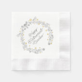 ミニマルフローラ装飾 縁ありカクテルナプキン (正面)