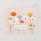 ミニマルフローラ誕生日の願い ポストカード (正面)