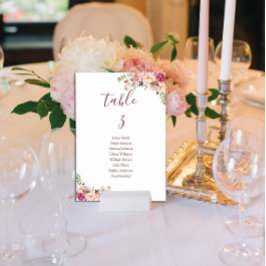 ミニマルフローラ赤面ピ結婚ンク テーブルナンバー