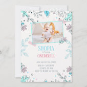 ミニマルフローラ1回生誕写真招待状 招待状 (正面)