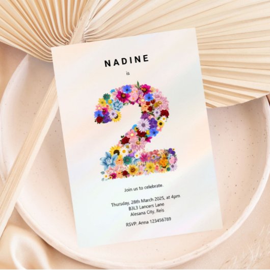 ミニマルフローラ2nd誕生日春の花 招待状