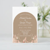 ミニマルフローラbohoアーチ写真秋秋結婚の 招待状 (スタンド正面)