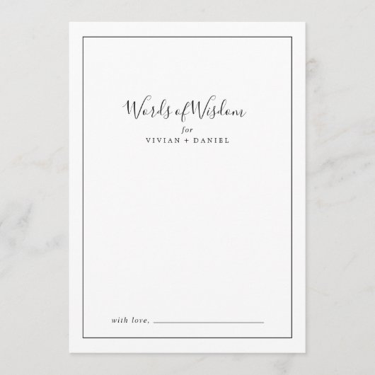 ミニマルブライダルシャワーの知恵の言葉 アドバイスカード (正面)