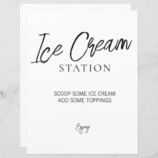 ミニマルブライダルシャワーアイスクリームサイン (正面/裏面)
