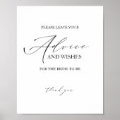 ミニマルブライダルシャワーアドバイスカード記号 ポスター (正面)