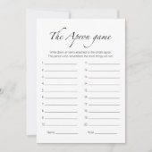 ミニマルブライダルシャワーエプロン記憶ゲームカード 招待状 (正面)