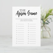 ミニマルブライダルシャワーエプロン記憶ゲームカード 招待状 (スタンド正面)