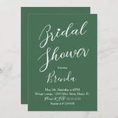 ミニマルブライダルシャワーエメラルドグリーンハート 招待状 (正面/裏面)