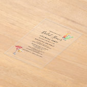 ミニマルブライダルシャワーカクテルパーティー アクリル招待状 (レイダウン)