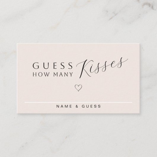 ミニマルブライダルシャワーゲームカード | 数を推測する エンクロージャーカード (正面)