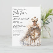 ミニマルブライダルシャワーステームパンクモダン 招待状 (スタンド正面)