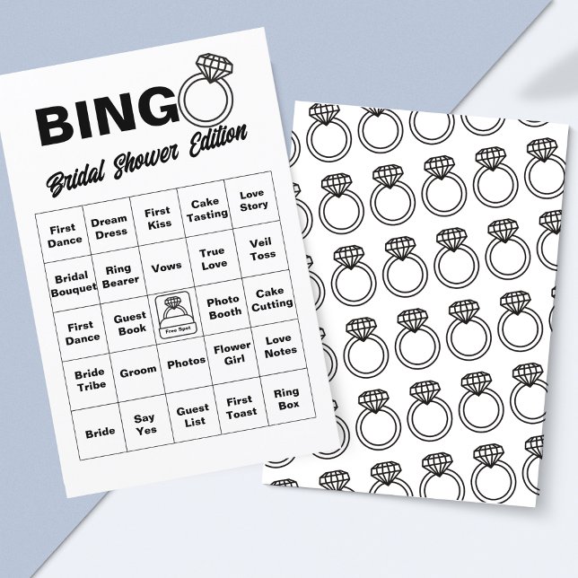 ミニマルブライダルシャワービンゴゲーム (Elegant Wedding-Themed Bingo – Great for Showers, Bachelorette Parties & Receptions!)
