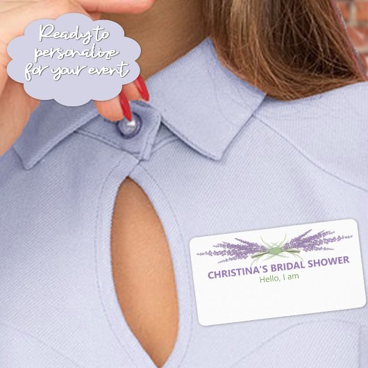 ミニマルブライダルシャワーラベンダーフラワーハーブ束 ラベル