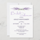 ミニマルブライダルシャワーラベンダーフラワーハーブ束 招待状 (正面)