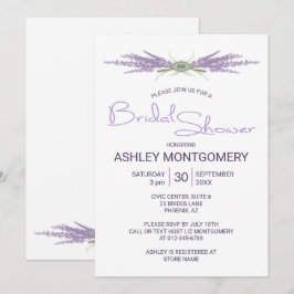 ミニマルブライダルシャワーラベンダーフラワーバンドル 招待状