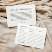 ミニマルブライダルシャワーレシピカード エンクロージャーカード
