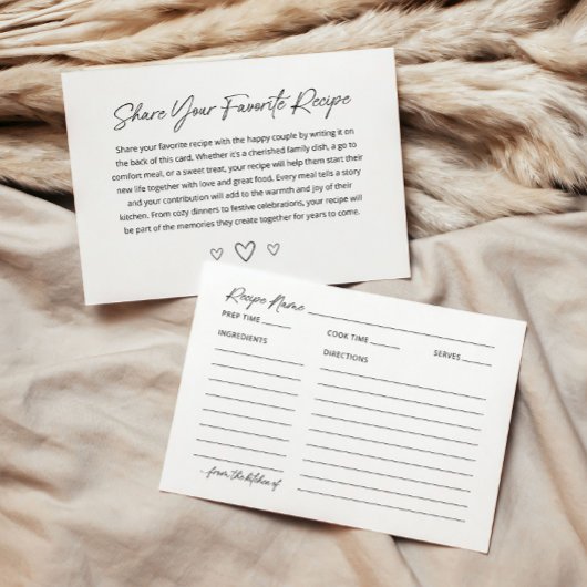 ミニマルブライダルシャワーレシピカード エンクロージャーカード