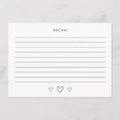 ミニマルブライダルシャワーレシピカード エンクロージャーカード (裏面)