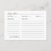 ミニマルブライダルシャワーレシピカード エンクロージャーカード (正面)