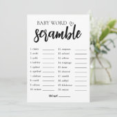 ミニマルブライダルシャワーワードスクランブルゲームカード 招待状 (スタンド正面)