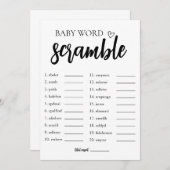 ミニマルブライダルシャワーワードスクランブルゲームカード 招待状 (正面/裏面)