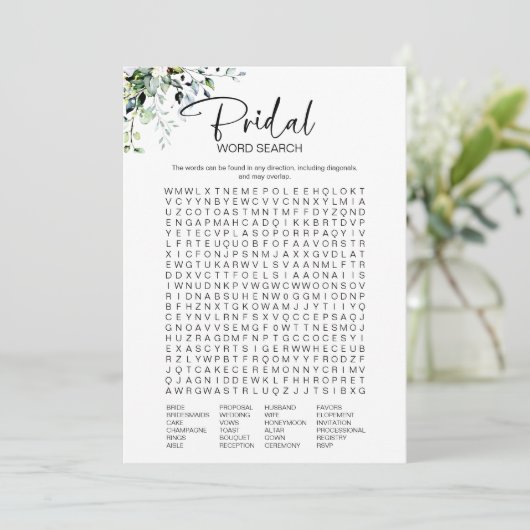 ミニマルブライダルシャワー単語検索ゲーム 招待状 (スタンド正面)