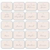 ミニマルブライダルシャワー名タグ | 編集可能スクリプト シール (正面)
