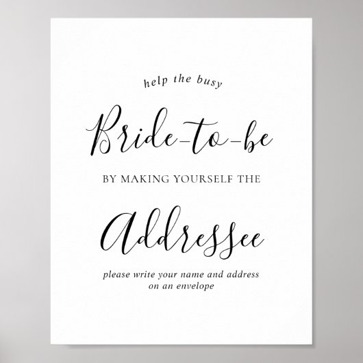 ミニマルブライダルシャワー封筒アドレス記号 ポスター (正面)