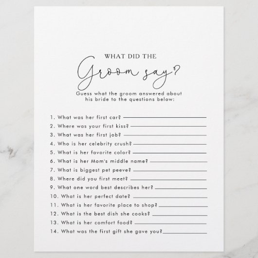 ミニマルブライダルシャワー新郎は何と言った (正面)