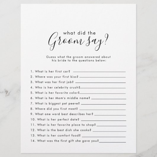 ミニマルブライダルシャワー新郎は何と言った (正面)