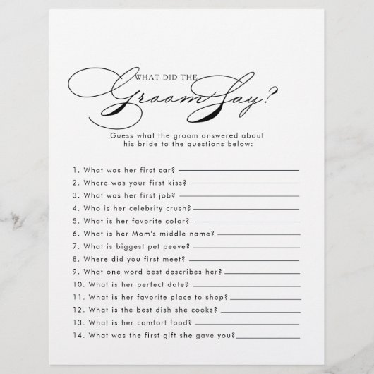 ミニマルブライダルシャワー新郎は何と言った (正面)