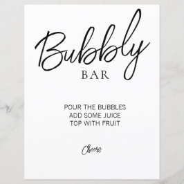 ミニマルブライダルシャワー泡状バー標識