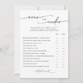 ミニマルブライダルシャワー「Over Or Under」ゲームカード 招待状 (正面)