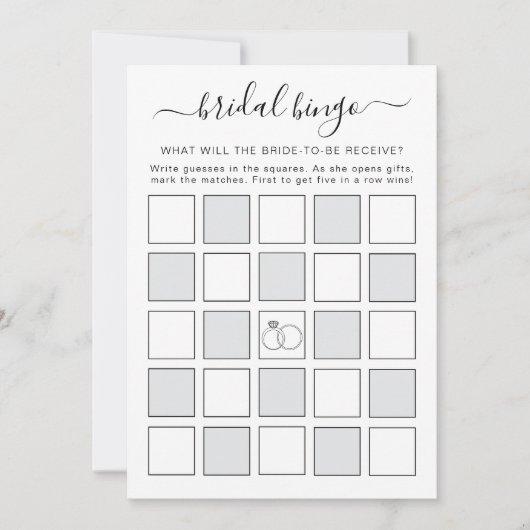 ミニマルブライダルビンゴゲームブライダルシャワー 招待状 (正面)