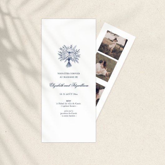 ミニマルブライダルブーケスケッチブックマークホルダー 招待状