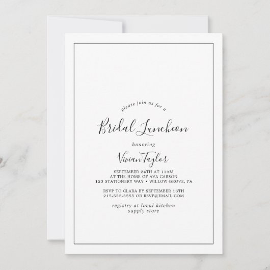 ミニマルブライダルルンチョン 招待状 (正面)