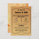 ミニマルブラウンエレガンスウェディング 出欠カード (正面/裏面)